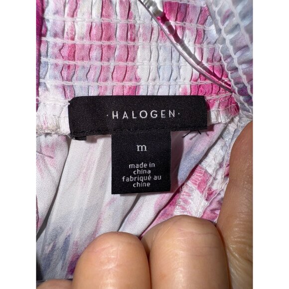 Halogen Womens Sleeveless Pleated Midi Dress M Pink & White Classy Church Brunch - Picture 8 of 15